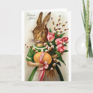 Prachtige geklede dame Paashaas Willows Feestdagen Kaart