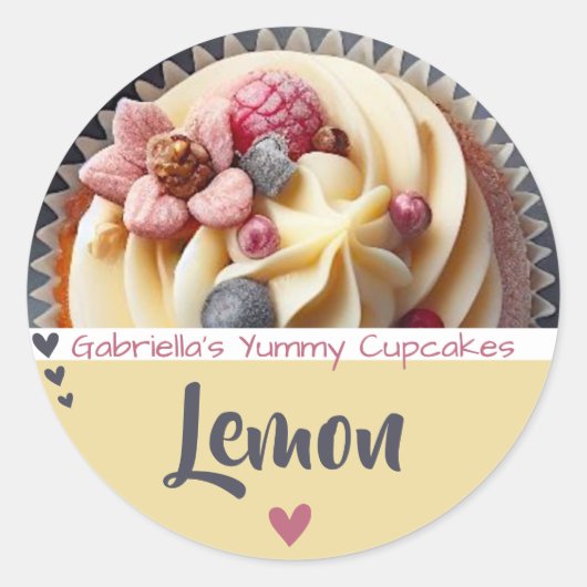 Prachtige Gele Cupcake Cake Foto Baklabel Ronde Sticker (Voorkant)