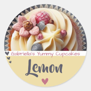 Prachtige Gele Cupcake Cake Foto Baklabel Ronde Sticker