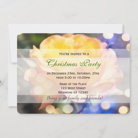 Prachtige gele rozenbloem Kerstfeest Kaart (Voorkant)