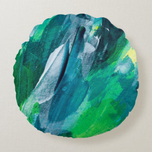 Prachtige gemengde media schilderij. Trendy hand s Rond Kussen