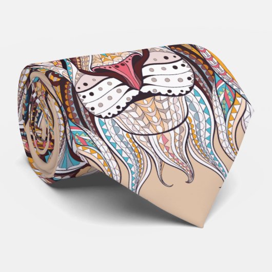 Prachtige gemuteerde leeuwenkop in beige stropdas (Opgerold)