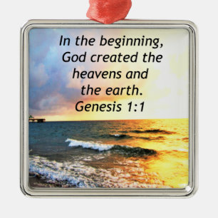 PRACHTIGE GENESIS 1:1 BIJBELCITAAT ONTWERP METALEN ORNAMENT