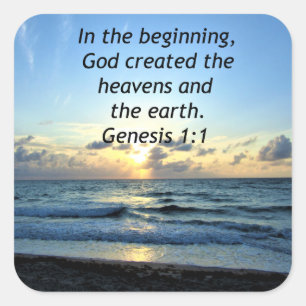 PRACHTIGE GENESIS 1:1 ZONSOPGANG FOTOONTWERP VIERKANTE STICKER