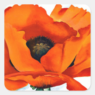 Prachtige Georgia O'Keefe Red Poppy Flower Vierkante Sticker