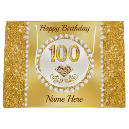 Prachtige gepersonaliseerde, 100e verjaardag gesch groot cadeauzakje