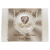 Prachtige, gepersonaliseerde bruiloft geschenkzakk groot cadeauzakje (Voorkant)