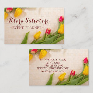 Prachtige Geweldige mooie rode en gele tulpen Visitekaartje