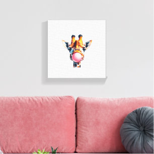 Prachtige giraffe blaasbubbelsteen canvas afdruk