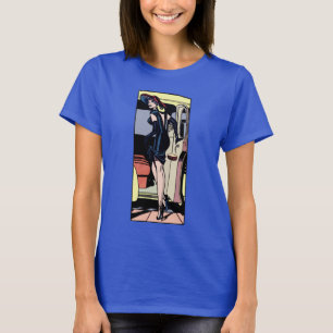  Prachtige Glamour Meisje Taxi Cab Retro Pinup T-shirt