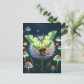 Prachtige gloeiende Luna Moth Briefkaart (Staand voorkant)