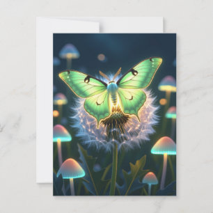 Prachtige gloeiende Luna Moth Briefkaart
