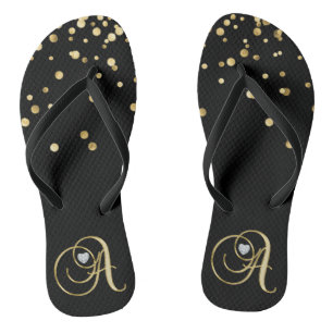 Prachtige Gold Monogram Letter 'A' Diamond Heart Teenslippers