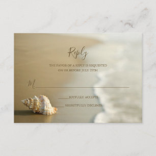 Prachtige Gold Seashell Beach Wedding RSVP-kaart RSVP Kaartje