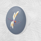 Prachtige Golden Dragonfly op Branch Against Grey Keramische Knop