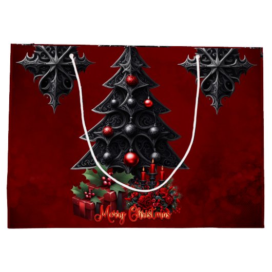 Prachtige gotische kerstboom groot cadeauzakje (Achterkant)