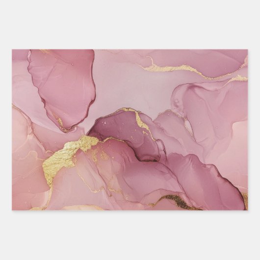 Prachtige goudblad roze bruidsbruiloft inpakpapier vel (Voorkant 3)