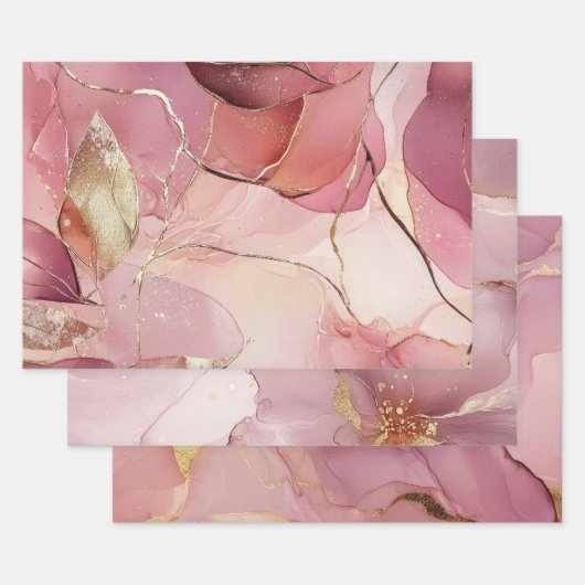 Prachtige goudblad roze bruidsbruiloft inpakpapier vel (Set)