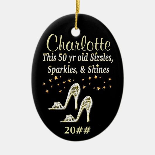 PRACHTIGE GOUDEN 50E VERJAARDAG GEDATEERD ORNAMENT (Voorkant)