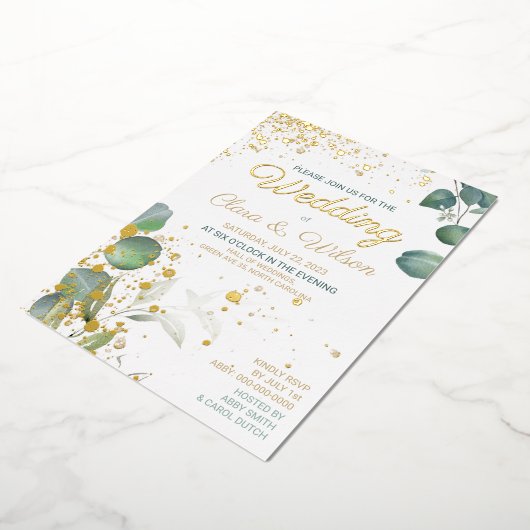 PRACHTIGE GOUDEN BRUILOFT FOLIE UITNODIGING (Gedraaid)