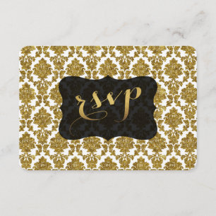 Prachtige Gouden Damast Goud Folie Trouw RSVP Kaartje