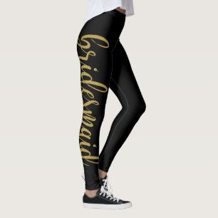 Prachtige gouden glitter kalligrafie bruidsmeisje leggings