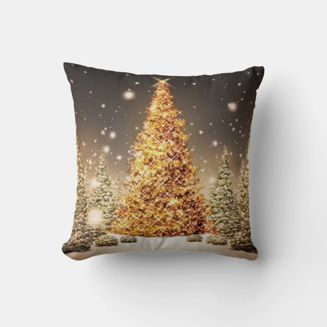 Prachtige gouden kerstboom kussen (Voorkant)