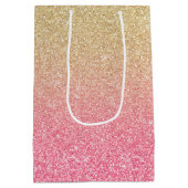 Prachtige gouden roze glitter ombre medium cadeauzakje (Achterkant)