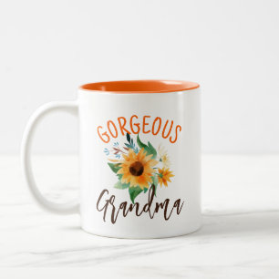 Prachtige Grandma Floral Sunflower - Speciaal Tweekleurige Koffiemok