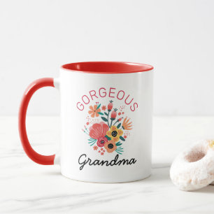 Prachtige Grandma Retro Floral Flower personaliser Mok
