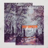 Prachtige Graveyard Trees Halloween Party Kaart (Voorkant / Achterkant)