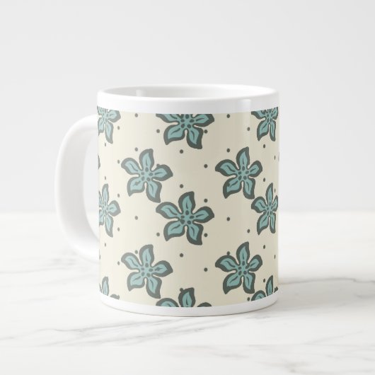 Prachtige Gray Floral Jumbo Mok (Voorkant links)