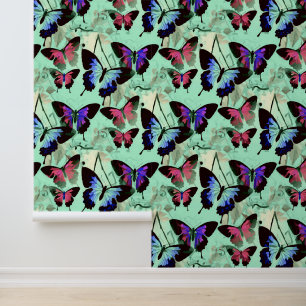 Prachtige grillige vlinders in pastelkleuren behang