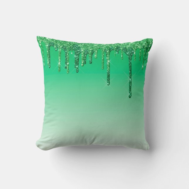 Prachtige groene glamoureuze glitterdrift kussen (Voorkant)