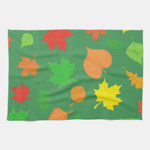 Prachtige groene herfstbladeren theedoek