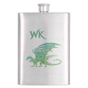 Prachtige Groene Mozaïek Draak Monogram  Flacon