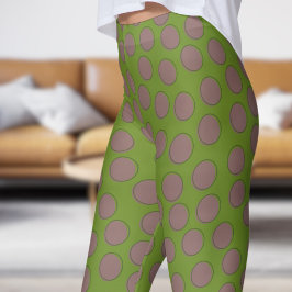 Prachtige groene olijf Drab Polka Dot Patroon Leggings
