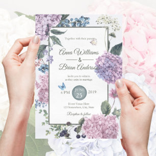 Prachtige Handgeschilderde Hydrangea Bloemenbruilo Kaart