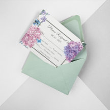 Prachtige handgeschilderde Hydrangea Wedding RSVP