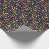 Prachtige hanen tegel patroon cadeaupapier (Hoek)