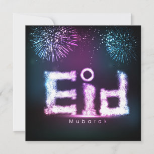 Prachtige Happy Mubarak-vuurwerk Feestdagenkaart