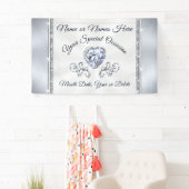 Prachtige Hart Diamant Gepersonaliseerde Trouwbann Spandoek (Insitu)