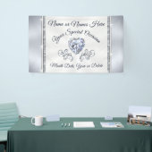 Prachtige Hart Diamant Gepersonaliseerde Trouwbann Spandoek (Beurs)