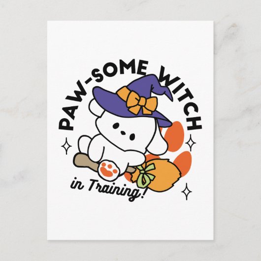 Prachtige Heks-in-Training – Mooie Halloween Hond  Briefkaart (Voorkant)