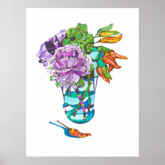 Prachtige herfst bloemenboeket poster