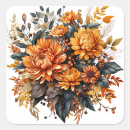 Prachtige Herfst Floral Vierkante Sticker