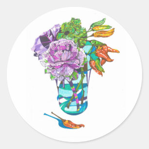 Prachtige herfst plantaardige boeket ronde sticker