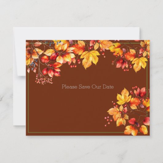Prachtige herfstbladeren en bessen sparen onze dat RSVP kaartje (Voorkant)