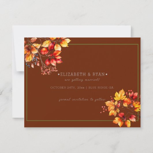 Prachtige herfstbladeren en bessen sparen onze dat RSVP kaartje (Achterkant)