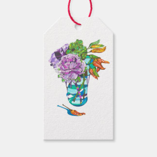 Prachtige herfstige plantaardige boeket cadeaulabel